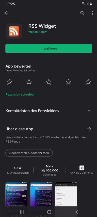 RSS Widget in Android